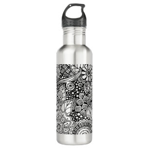Botella De Agua Floral étnico inspirado