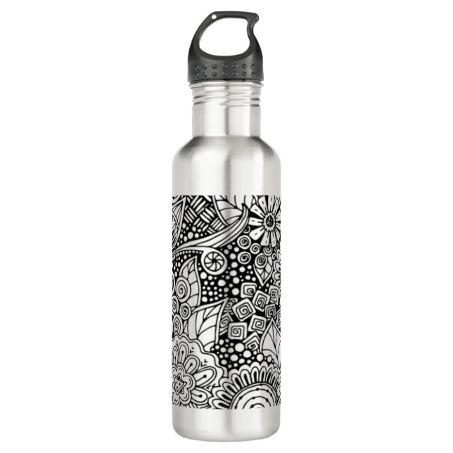 Botella De Agua Floral étnico inspirado (Anverso)