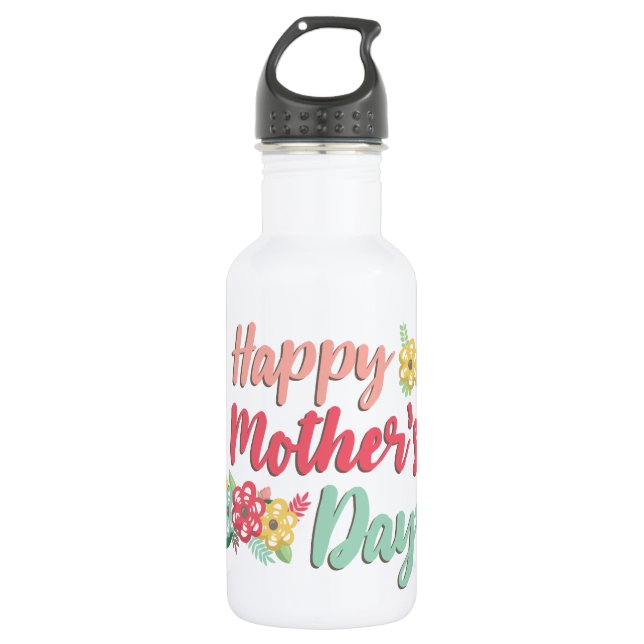 Botella De Agua Floral feliz día de la madre (Anverso)
