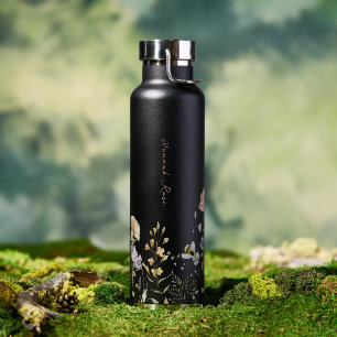Botella De Agua Floral Floral Bumble Bee Monograma