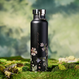 Botella De Agua Floral Floral Bumble Bee Monograma