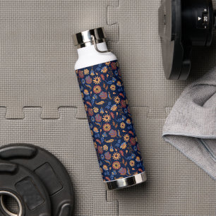 Botella De Agua Floral folclórica rústica