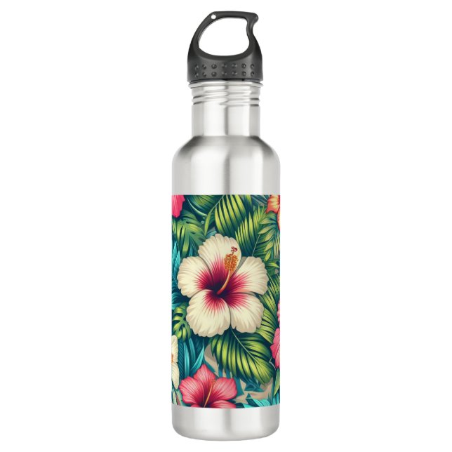 Botella De Agua Floral hawaiano/tropical (Anverso)