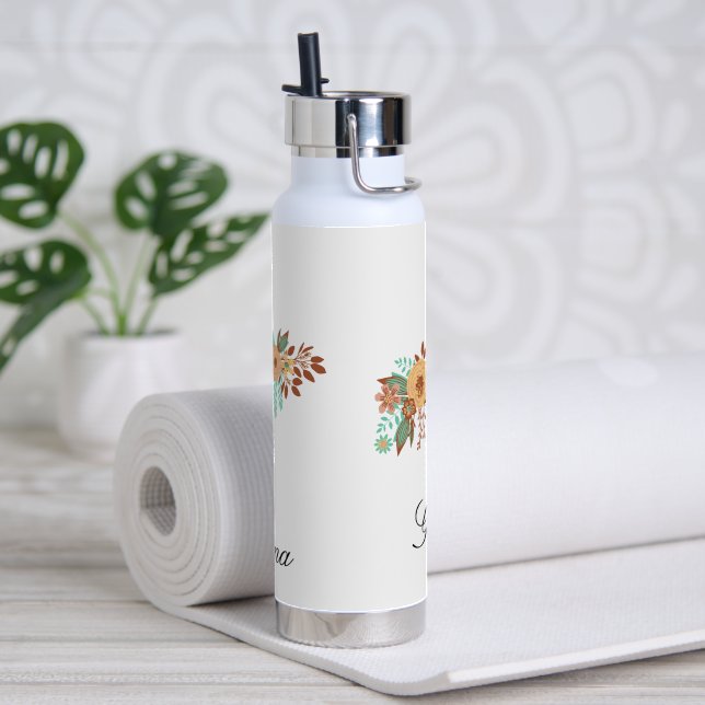 Botella De Agua Floral moderna de Boho (Yoga)