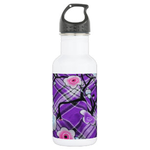 Botella De Agua Floral púrpura