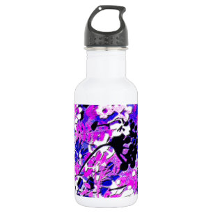 Botella De Agua Floral retro descabellada (imagen blanca = transpa