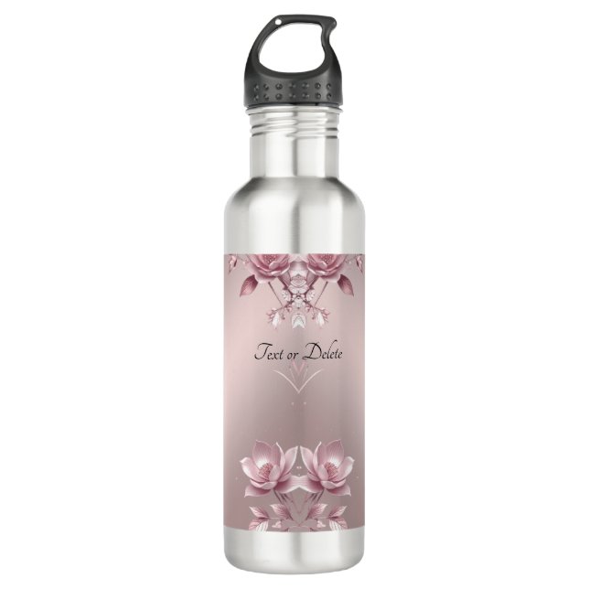 Botella de agua floral rosa delicada (Anverso)