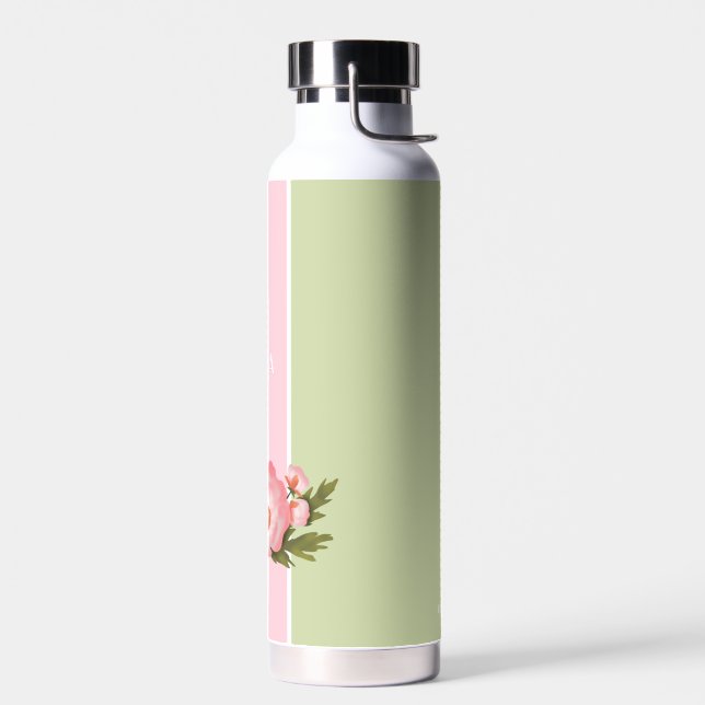 Botella de agua floral rosa y verde bebé linda (Izquierdo)