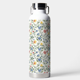 Botella De Agua Floral Silvestre Acuarela Amarillo Azul