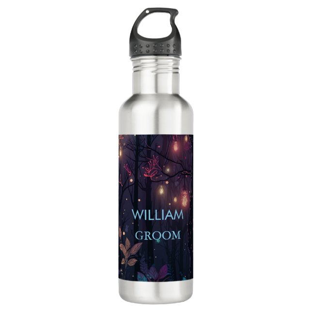 Botella De Agua Floral Spray Fantasy Art Wedding GROOM (Anverso)