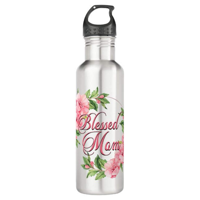 Botella De Agua Floral Wreath Blessed Mom (Anverso)