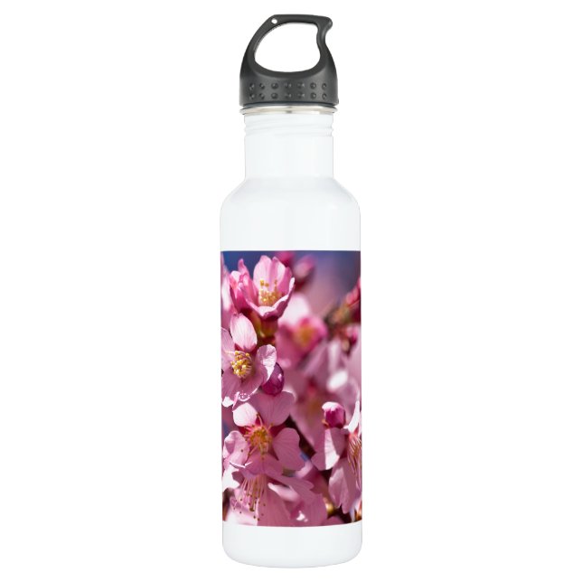 Botella De Agua Florecimiento de cerezo sakura besado por la luz d (Anverso)