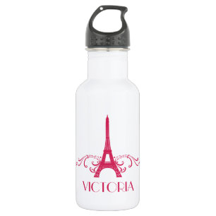 Botella De Agua Florecimiento del francés rosado