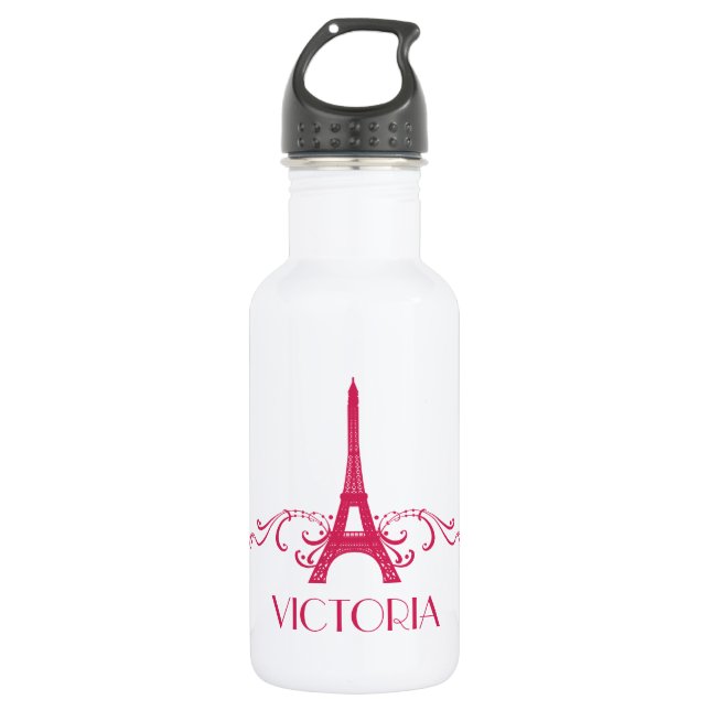 Botella De Agua Florecimiento del francés rosado (Anverso)