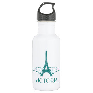 Botella De Agua Florecimiento francés verde azulado