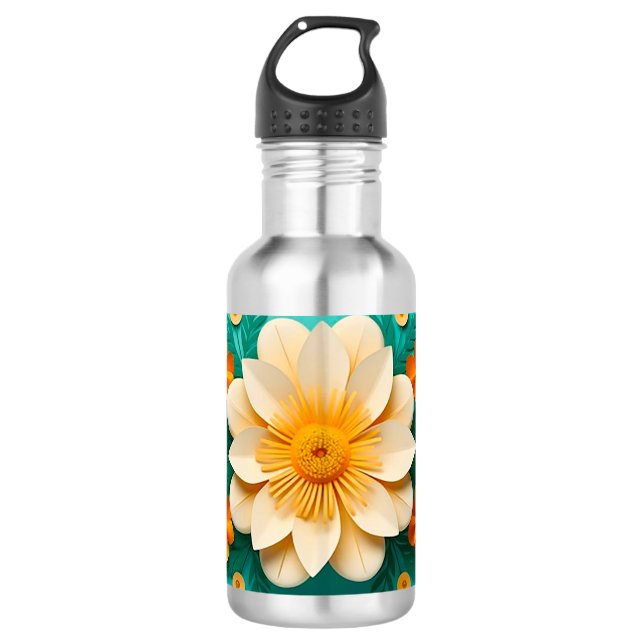 Botella De Agua Flores 3D lindas (Anverso)