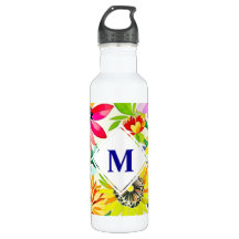 Flores acuarelas monogramadas