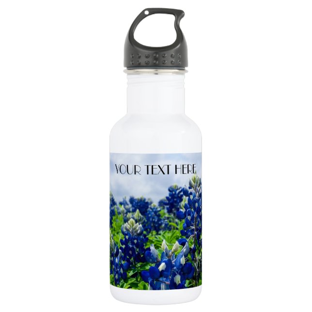 Botella De Agua Flores azules azul Texas texan Floral (Anverso)