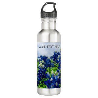Botella De Agua Flores azules azul Texas texan Floral
