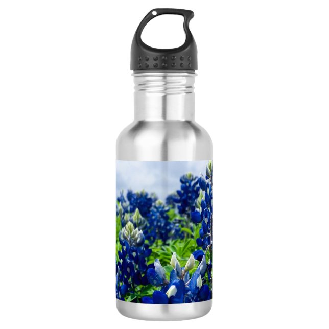 Botella De Agua Flores azules azul Texas texan Floral (Anverso)