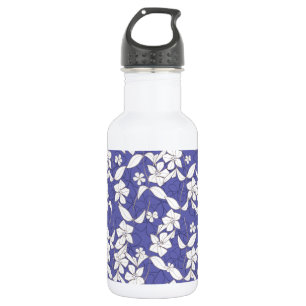 Botella De Agua Flores blancas en Periwinkle