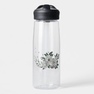 Botella De Agua flores blancas románticas vegetación