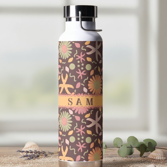 Botella De Agua Flores con Estrellas de Mar (Your bottle. Your name. Your aesthetic)