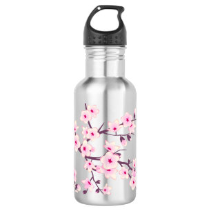 Botella De Agua Flores de cerezo rosa