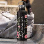 Botella De Agua Flores de color de agua de la mejor mamá de todos<br><div class="desc">Dale a mamá un regalo que le encantará y usará todos los días con esta botella de agua negra personalizada adornada con flores de acuarela originales de la artista gráfica Lorena Depante. Esta botella elegante y de moda la mantendrá hidratada mientras mejora su aspecto. Ella cargará orgullosamente con este don...</div>