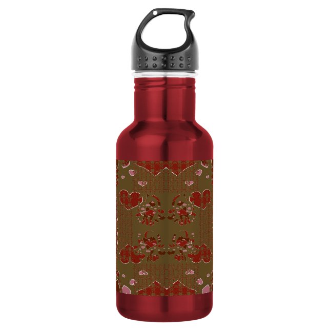 Botella De Agua Flores de copa de corazones (Anverso)