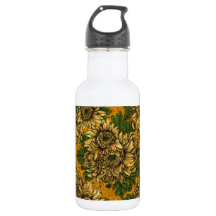 Botella De Agua Flores de crisantemo amarillo