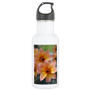 Botella De Agua Flores de dahlia rosa y naranja