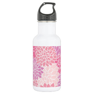 Botella De Agua Flores de Dalia, Patrón de Flores, Dalia Rosa