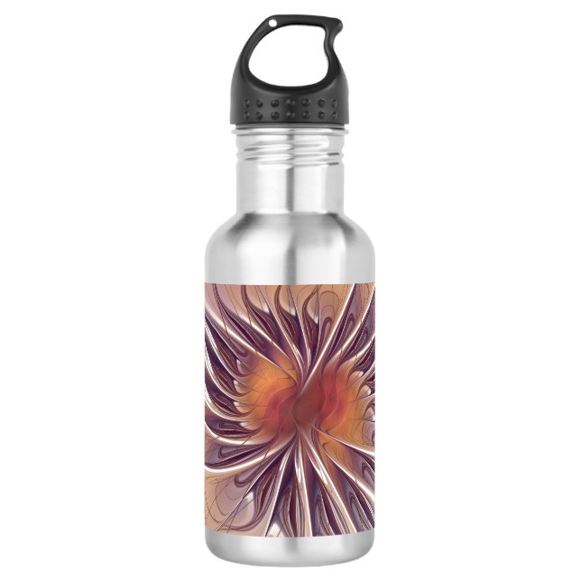 Botella De Agua Flores de fantasía fractal blandas y tendientes (Anverso)