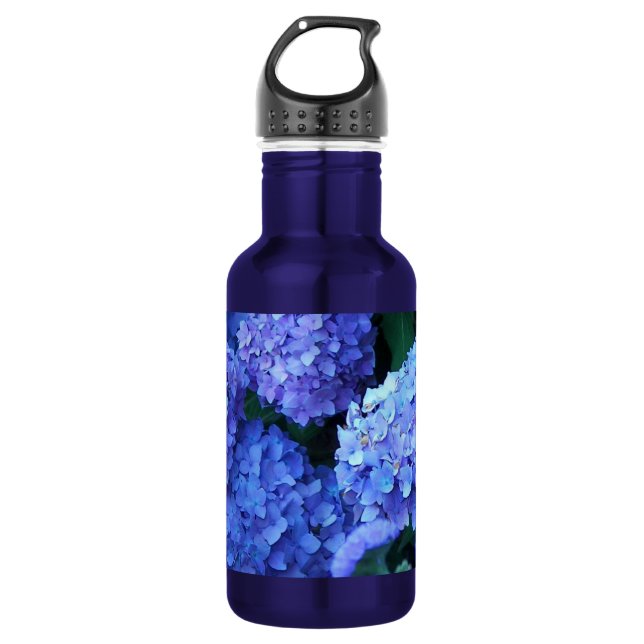 Botella De Agua Flores de Hortensia Azules Floral (Anverso)