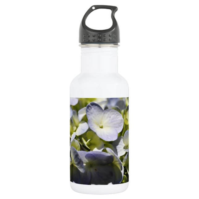 Botella De Agua Flores de Hydrangeas Azules (Anverso)