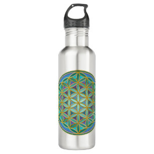 Botella De Agua FLORES DE LA VIDA - Diseño de Geometrias Sagradas 