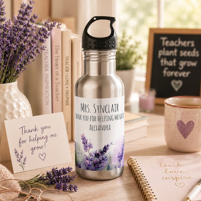 Botella De Agua Flores de Lavanda Personalizadas Agradecimiento a  (Subido por el creador)