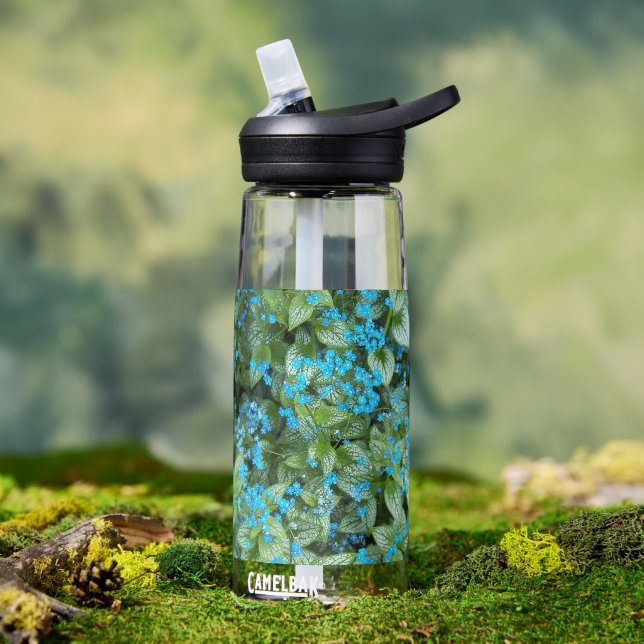 Botella De Agua Flores de Little Blue Brunnera Floral (Exterior)