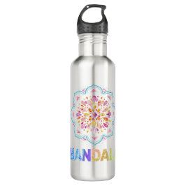 BOTELLA DE AGUA FLORES DE LOTUS COLOR MANDALA