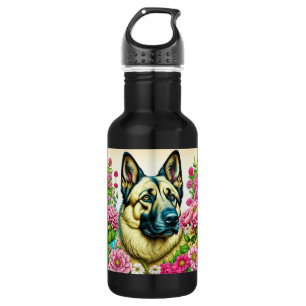 Botella De Agua Flores de pastor y capricho alemanas personalizada
