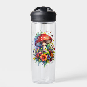 Botella De Agua Flores de rana mariposas y hongos personalizados