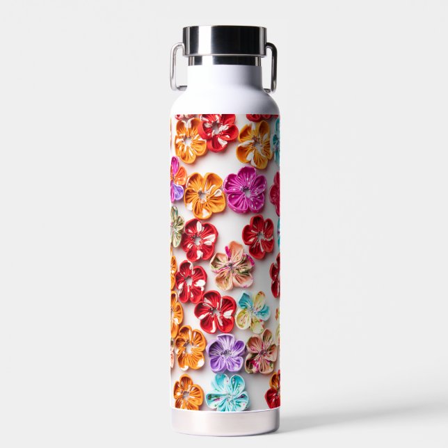 Botella De Agua Flores de tela de coser hechas a mano de primavera (Delantero)