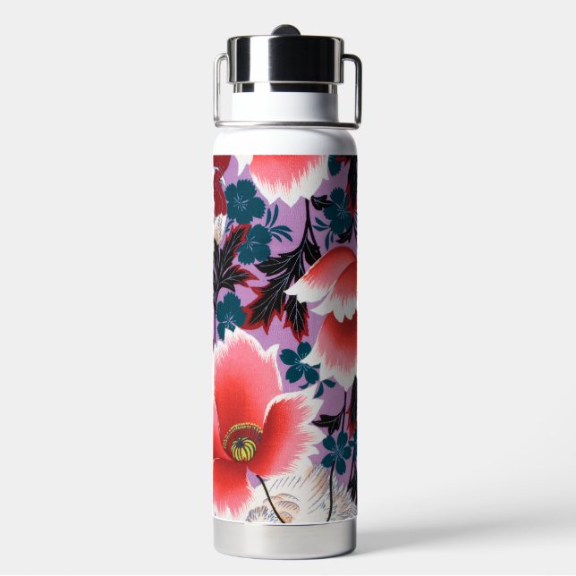 Botella De Agua Flores, diseño japonés (Reverso)