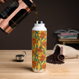 Botella De Agua Flores diurnas, azules y amarillas