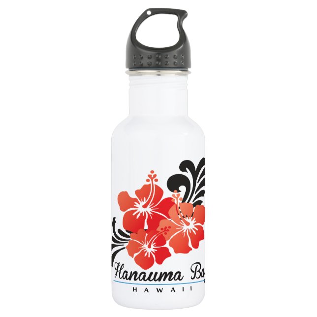 Botella De Agua Flores Hawaii rojas hibiscus (Anverso)