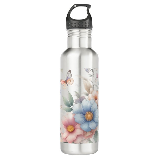 Botella De Agua 🌼 Flores luminosas 🌼 (Anverso)