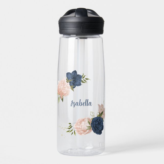 Botella De Agua flores marinas y rosa ruidosas (Delante)