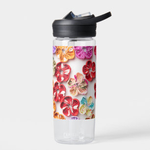 Botella De Agua Flores Multicolor de tela cosidas a mano Primavera