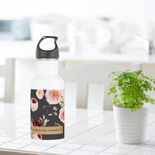 Botella De Agua Flores pasteles modernas y regalo personalizado de